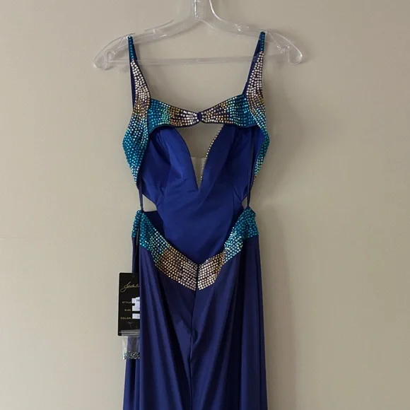 Johnathan Kayne Royal Blue Sequin Prom/Pagenat Dress size 0-2 - Picture 10 of 11